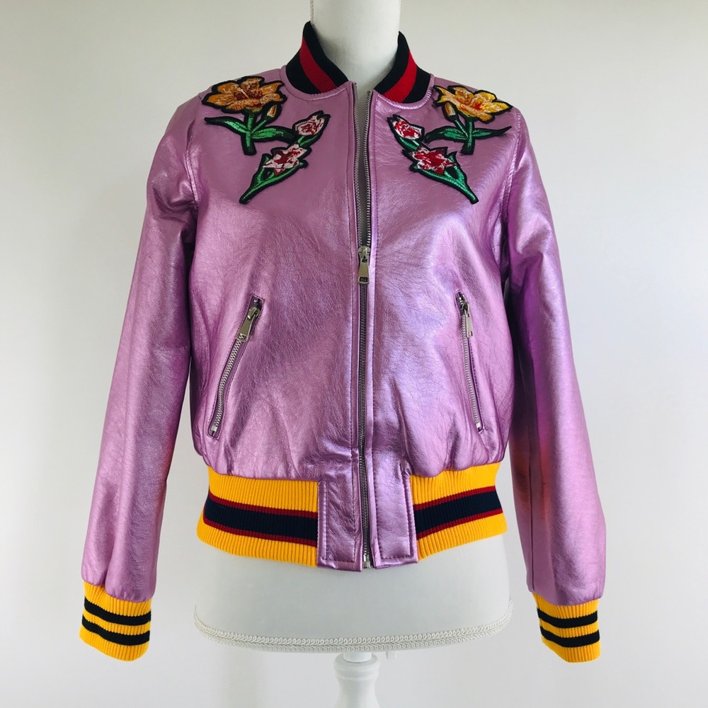 👑Bomber jacket size med pink shiny metallic
